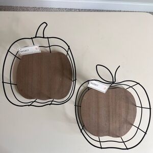 NWT! Target fall apple and pumpkin black wire tabletop basket